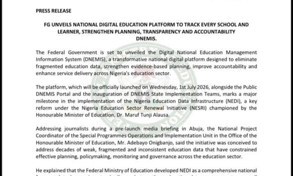 FG Launches Digital Platform To Track Every School, Learner