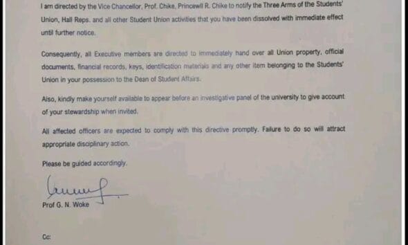 NANS Knocks UNIPORT VC Over Dissolution of Students' Union