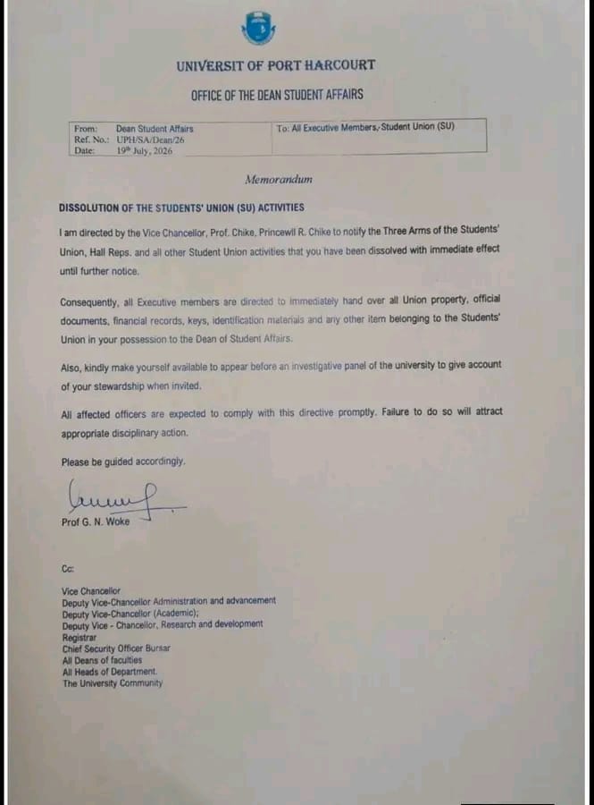 NANS Knocks UNIPORT VC Over Dissolution of Students' Union