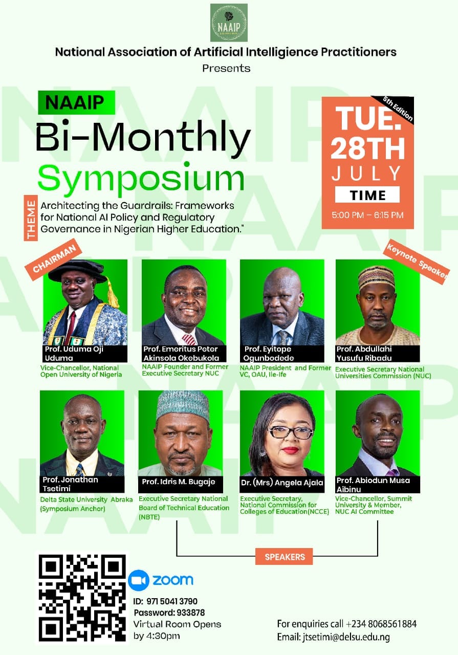 NAAIP 5th Symposium Rallies NUC, NBTE, NCCE To Architect Unified Academic Guardrails For Ai Integration In Tertiary Institutions