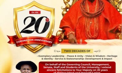 Coronation Anniversary: FUPRE VC, Agbalagba, Hails Orodje Of Okpe, Hails 20 Years Of Vision, Peace, Statesmanship, Enduring Impact