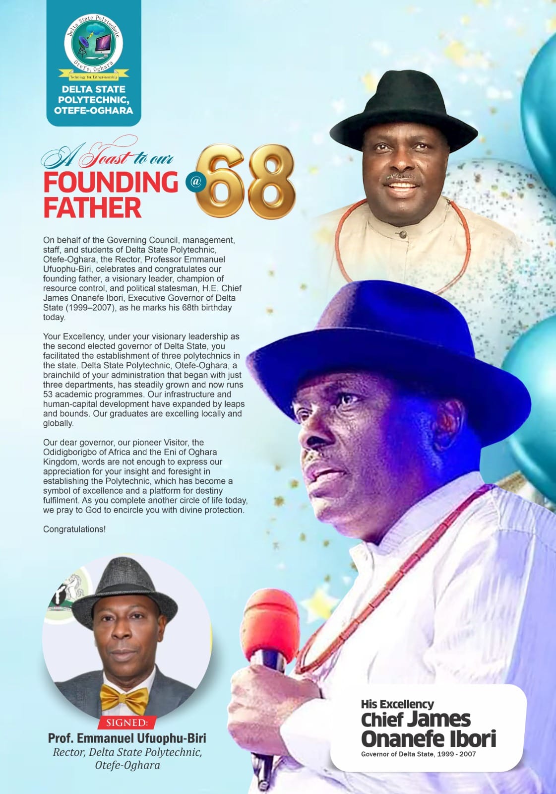 Ibori at 68: DESPO Hails Founding Father