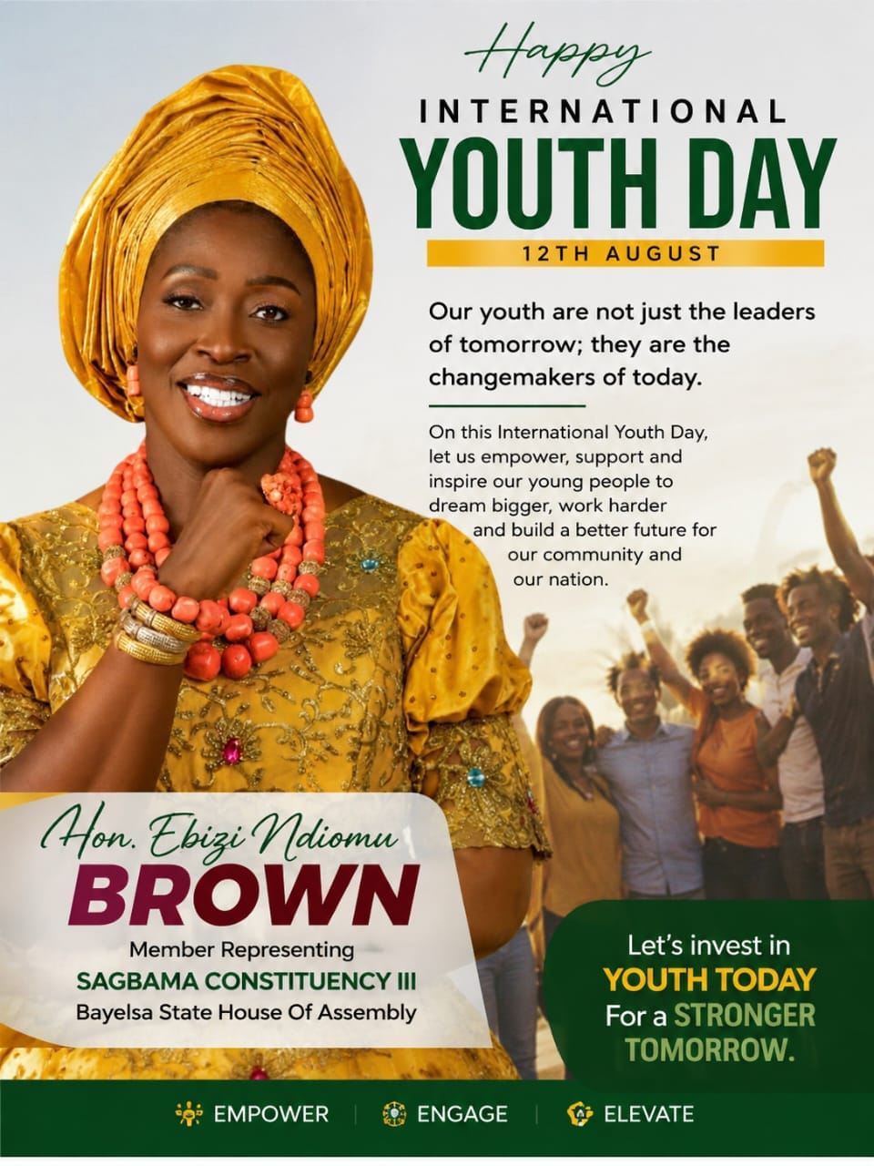 IYD 2026: Hon. Ebizi Celebrates Youths, Lauds Their Creativity, Leadership Potential
