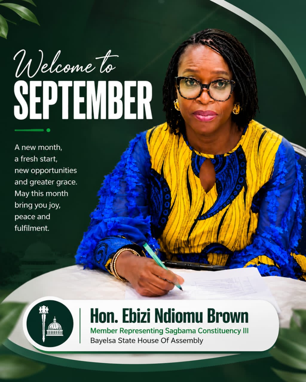 September: Ebizi Brown Wishes Constituents Renewed Hope, Peace, Prosperity