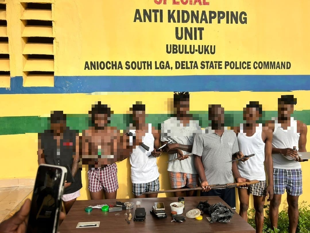 Police Arrest Nine Suspected Cultists In Obiaruku, Recover Two Guns, Cartridge