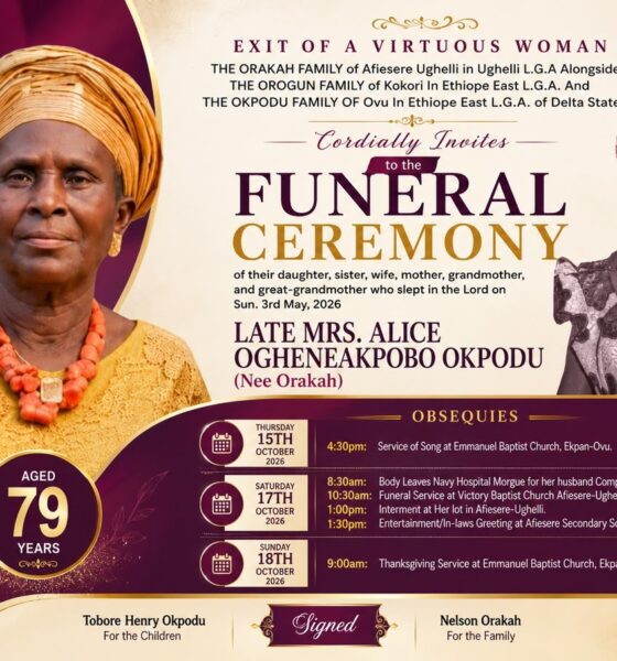 Mama Alice Okpodu, A Virtuous Woman, Loving Mother Goes Home Saturday, Oct. 17 @ 79